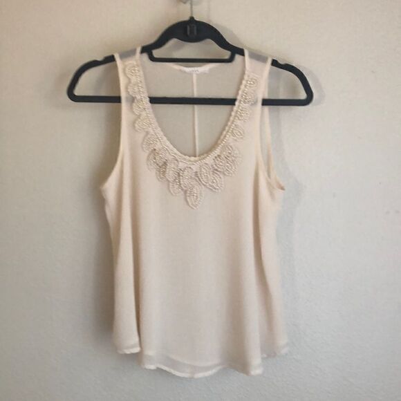 Lush Ivory Beaded Tank Top -S - Picture 1 of 8